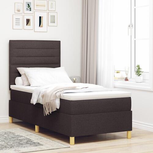 Box Spring Seng med Madras Mørkebrun 100x200 cm Stof