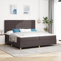 Box Spring Seng med Madras Mørkebrun 200x200 cm Stof