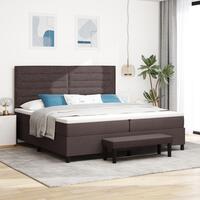 Box Spring Seng med Madras & Bænk Mørkegrå 200x200 cm Stof