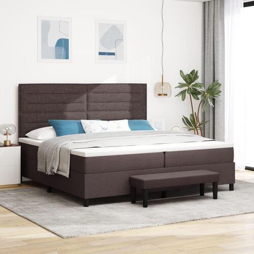 Box Spring Seng med Madras & Bænk Mørkegrå 200x200 cm Stof