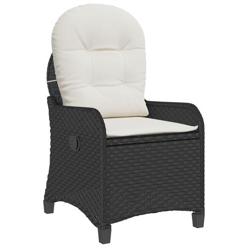 Recliner Stol med Pude Sort Poly Rattan