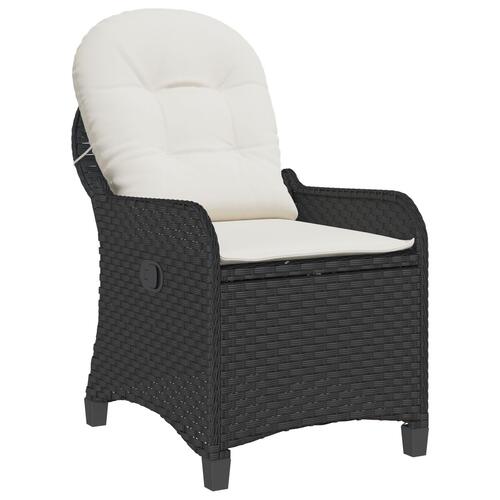 Recliner Stol med Pude Sort Poly Rattan