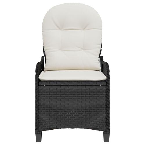 Recliner Stol med Pude Sort Poly Rattan