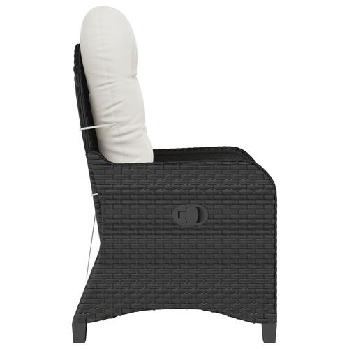 Recliner Stol med Pude Sort Poly Rattan