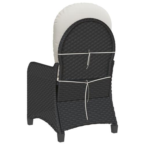 Recliner Stol med Pude Sort Poly Rattan