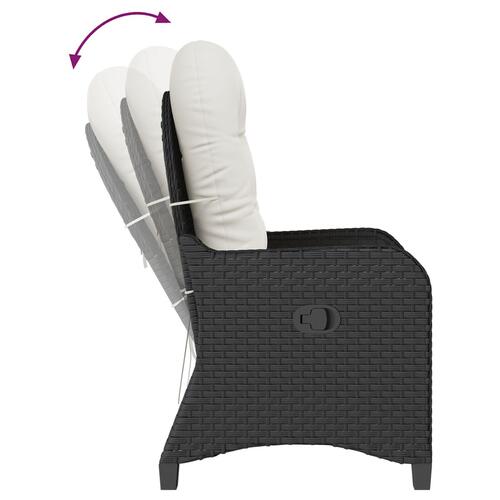 Recliner Stol med Pude Sort Poly Rattan