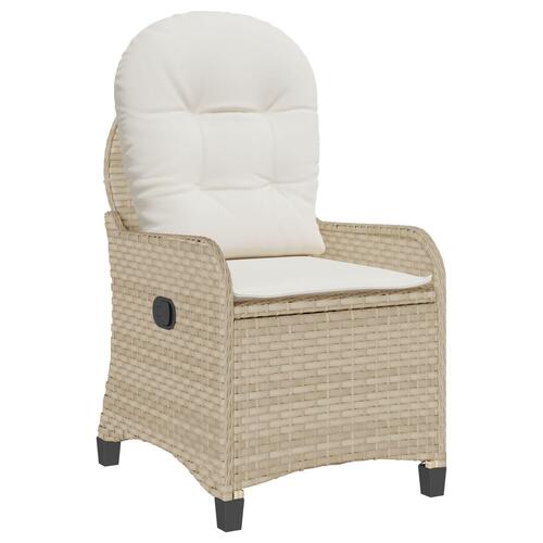 Recliner Stol med Pude Beige Poly Rattan