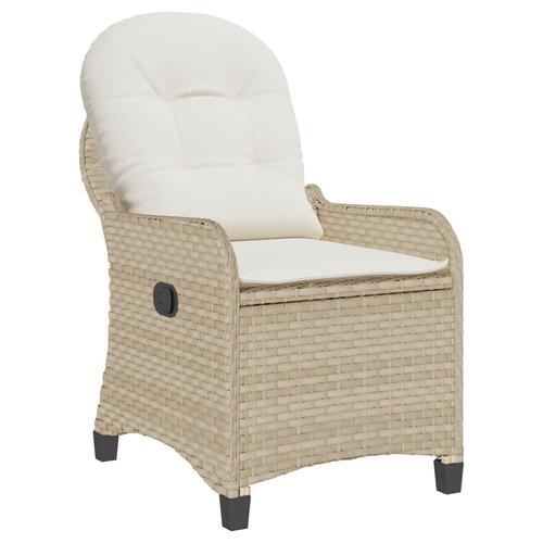 Recliner Stol med Pude Beige Poly Rattan