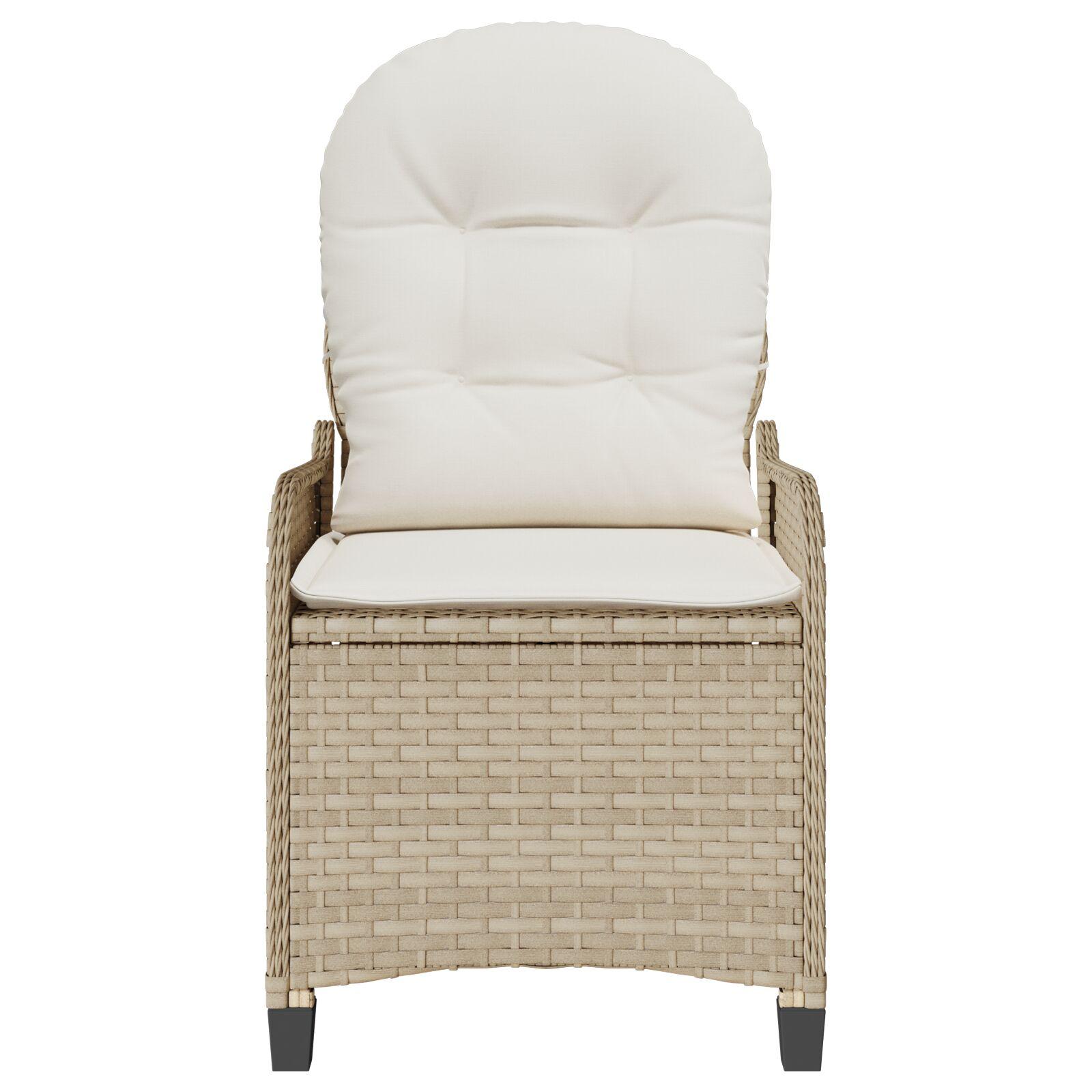 Recliner Stol med Pude Beige Poly Rattan