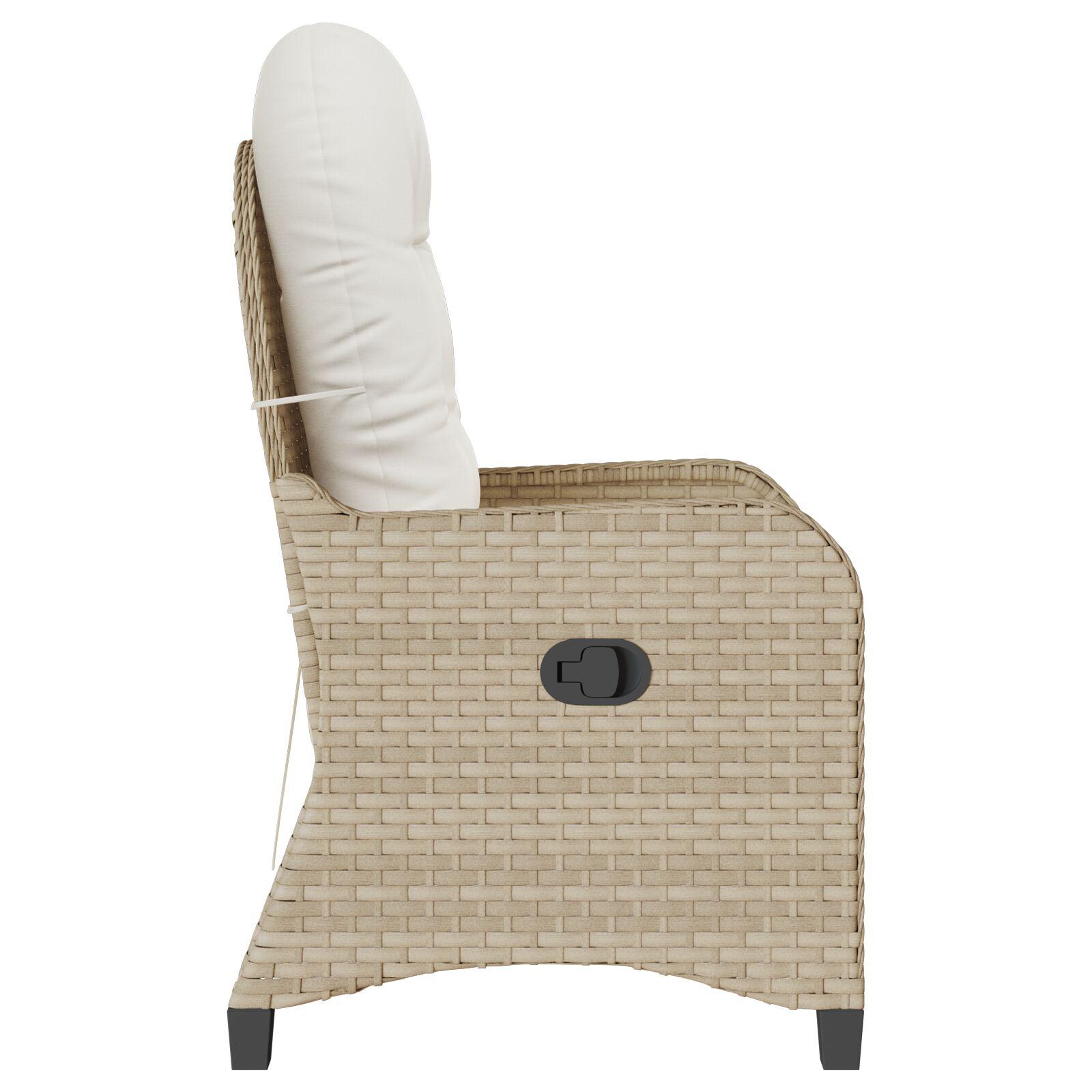 Recliner Stol med Pude Beige Poly Rattan
