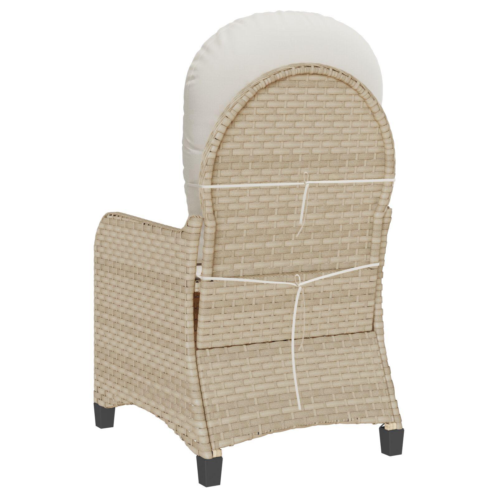 Recliner Stol med Pude Beige Poly Rattan