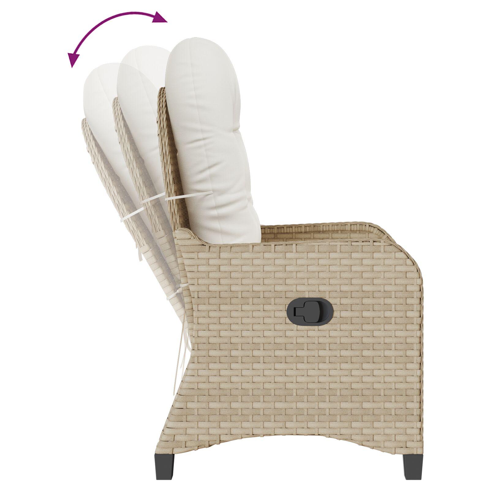 Recliner Stol med Pude Beige Poly Rattan