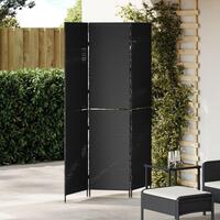 Rumdeler 3 Paneler Sammenfoldelig Sort 146x180 cm Poly Rattan
