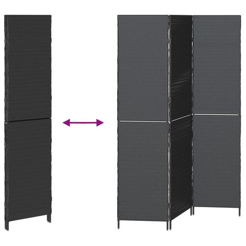 Rumdeler 3 Paneler Sammenfoldelig Sort 146x180 cm Poly Rattan
