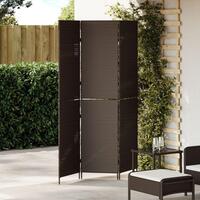 Rumdeler 3 Paneler Foldbar Brun 146x180 cm Poly Rattan