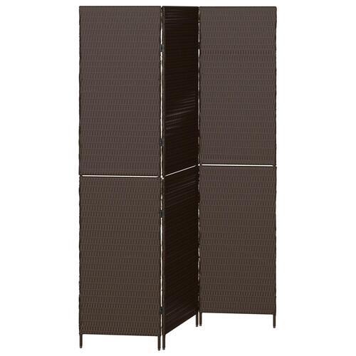 Rumdeler 3 Paneler Foldbar Brun 146x180 cm Poly Rattan
