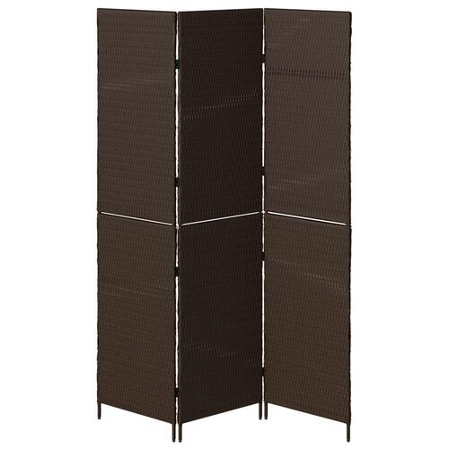 Rumdeler 3 Paneler Foldbar Brun 146x180 cm Poly Rattan