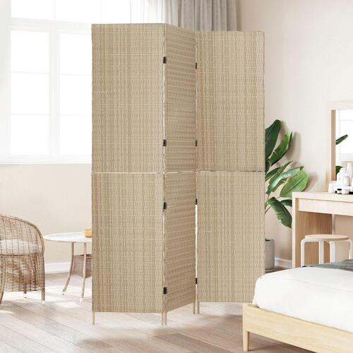 Rumdelere Beige Træ Stor Foldbar Rumdeler Rektangulær