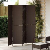 Rumdeler 4 Paneler Foldbar Brun 195x180 cm Poly Rattan