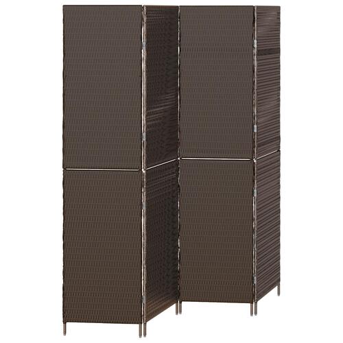 Rumdeler 4 Paneler Foldbar Brun 195x180 cm Poly Rattan