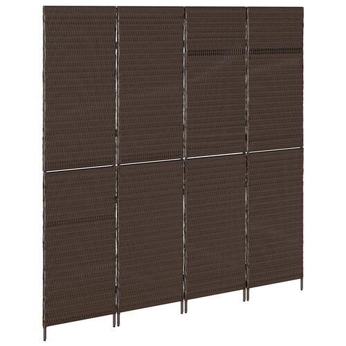 Rumdeler 4 Paneler Foldbar Brun 195x180 cm Poly Rattan
