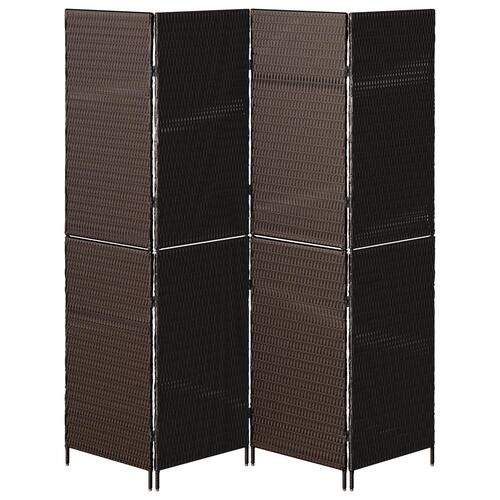 Rumdeler 4 Paneler Foldbar Brun 195x180 cm Poly Rattan