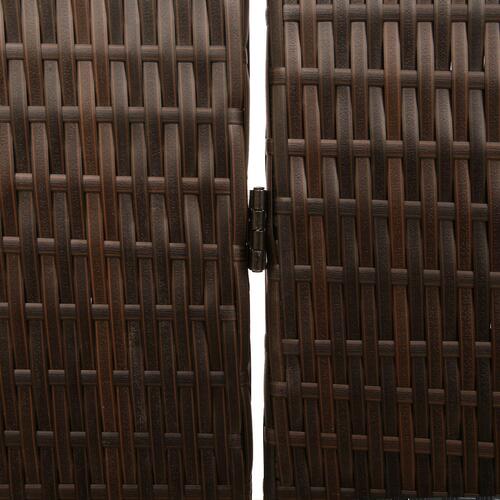 Rumdeler 4 Paneler Foldbar Brun 195x180 cm Poly Rattan