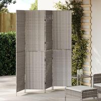 Rumdeler 4 Paneler Foldbar Grå 195x180 cm Poly Rattan