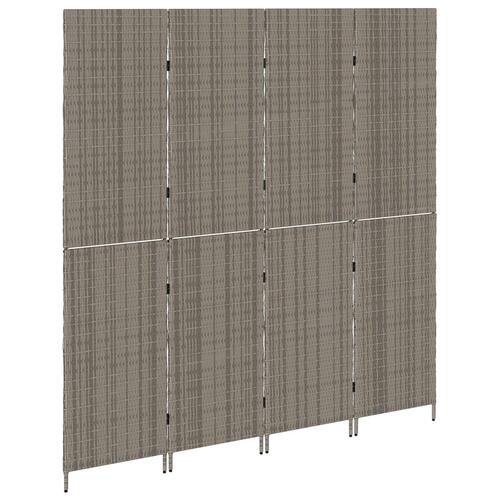 Rumdeler 4 Paneler Foldbar Grå 195x180 cm Poly Rattan