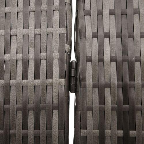 Rumdeler 4 Paneler Foldbar Grå 195x180 cm Poly Rattan