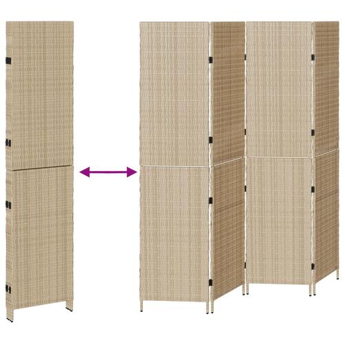 Rumdelere Beige Rattan Høj Sammenfoldelig Rumdeler