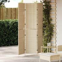 Rumdeler 3 Paneler Sammenfoldelig Beige 146x200 cm Poly Rattan