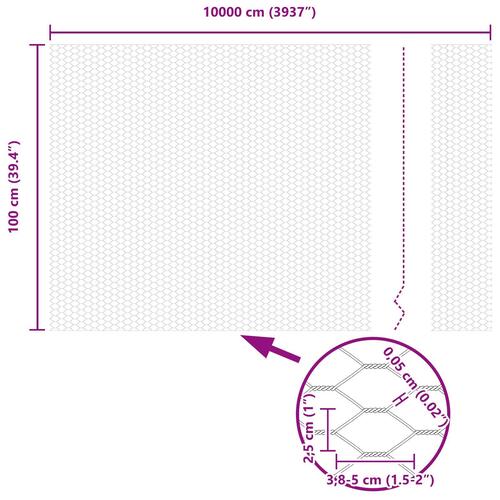 Hexagon hegn 1x100 m Galvaniseret stål