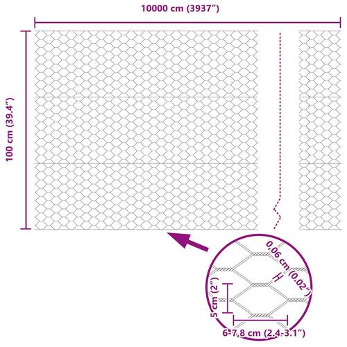 Hexagon Hegn 1x100 m Galvaniseret Stål