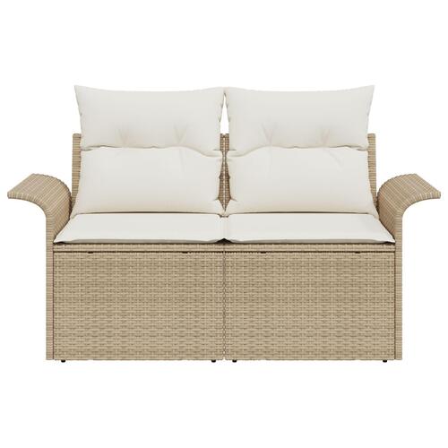 2-personers Have Sofa med Opbevaring & Puder Beige Poly Rattan