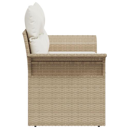 2-personers Have Sofa med Opbevaring & Puder Beige Poly Rattan