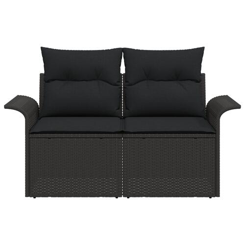 2-personers have sofa med opbevaring & puder Sort Poly Rattan