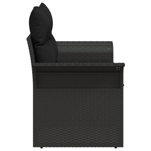 2-personers have sofa med opbevaring & puder Sort Poly Rattan