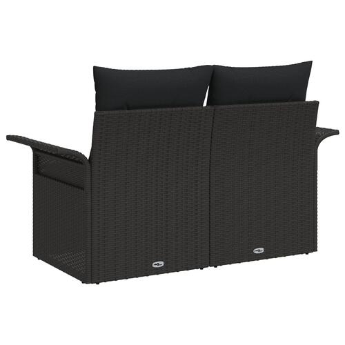 2-personers have sofa med opbevaring & puder Sort Poly Rattan