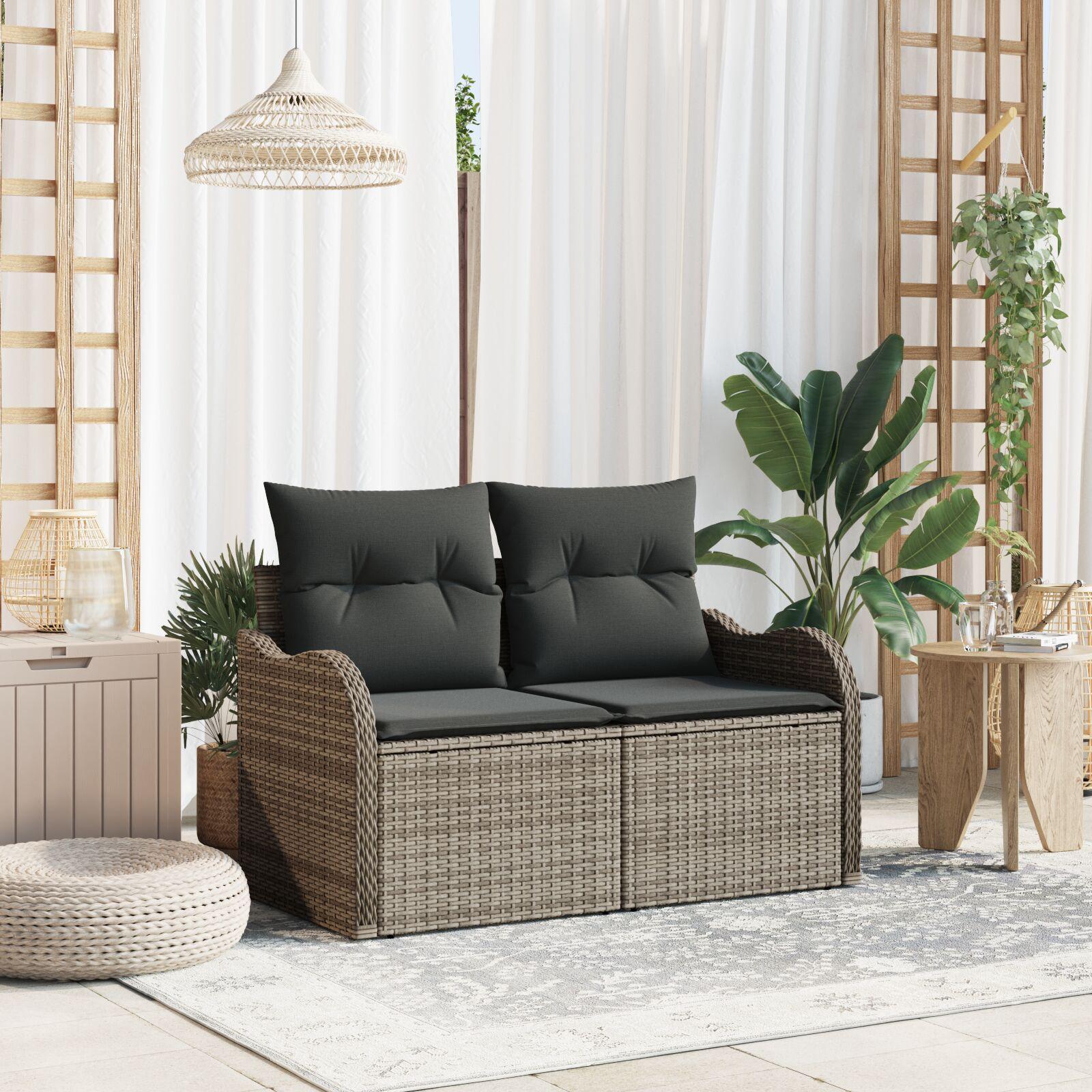 Havemøbelsofa Med Pude 121 X 62 X 69cm Polyrattan - Grå