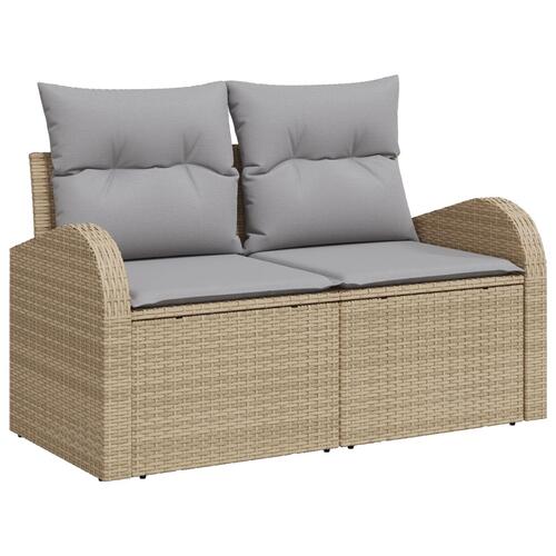 2-personers Have Sofa med Hynder Beige Poly Rattan
