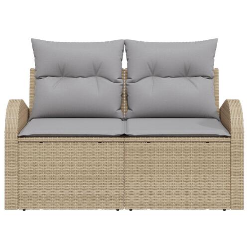 2-personers Have Sofa med Hynder Beige Poly Rattan