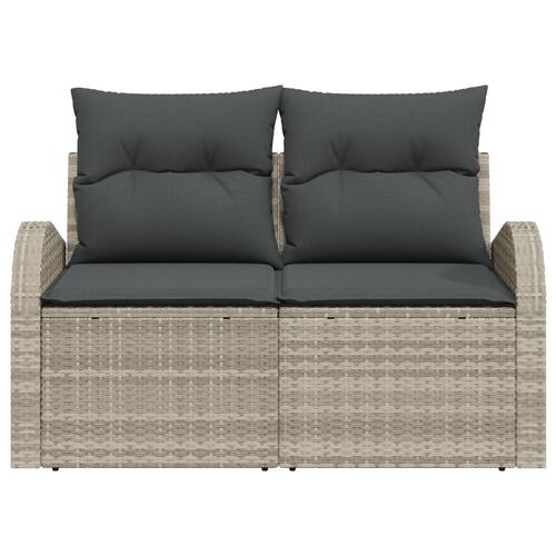 2-personers Have Sofa med Puder Lysegrå Poly Rattan