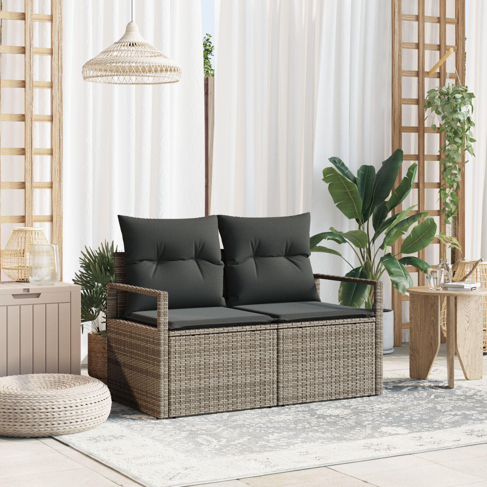 Havemøbelsofa med pude Grå 120 x 62 x 69cm polyrattan billede