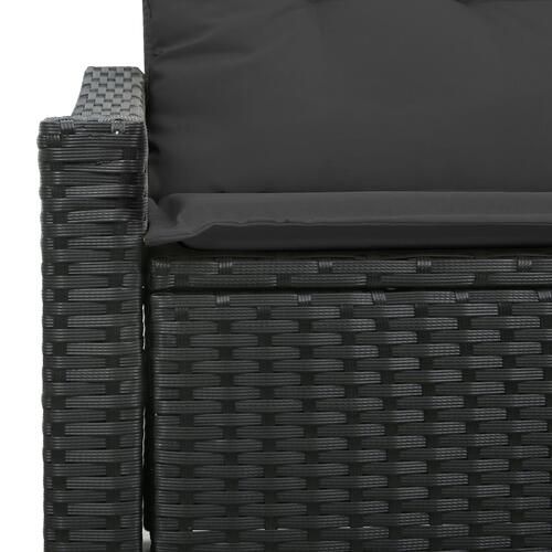 2-personers have-sofa med opbevaring og puder sort poly rattan