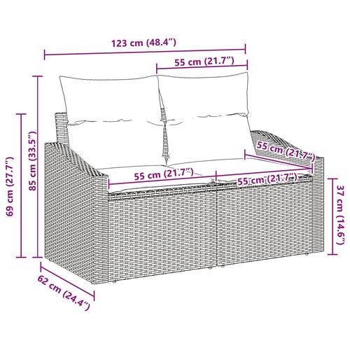 2-personers have-sofa med opbevaring og puder sort poly rattan
