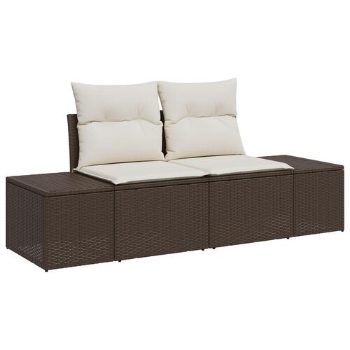 2-personers have sofa med opbevaring og puder Brun Poly Rattan