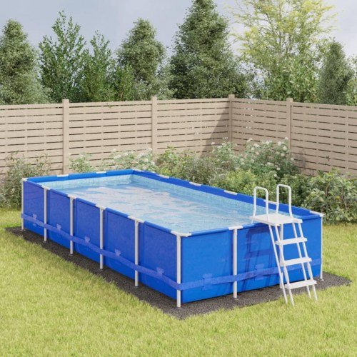 Poolunderlag 750 × 370 cm i polyester-geotekstil - lysegrå