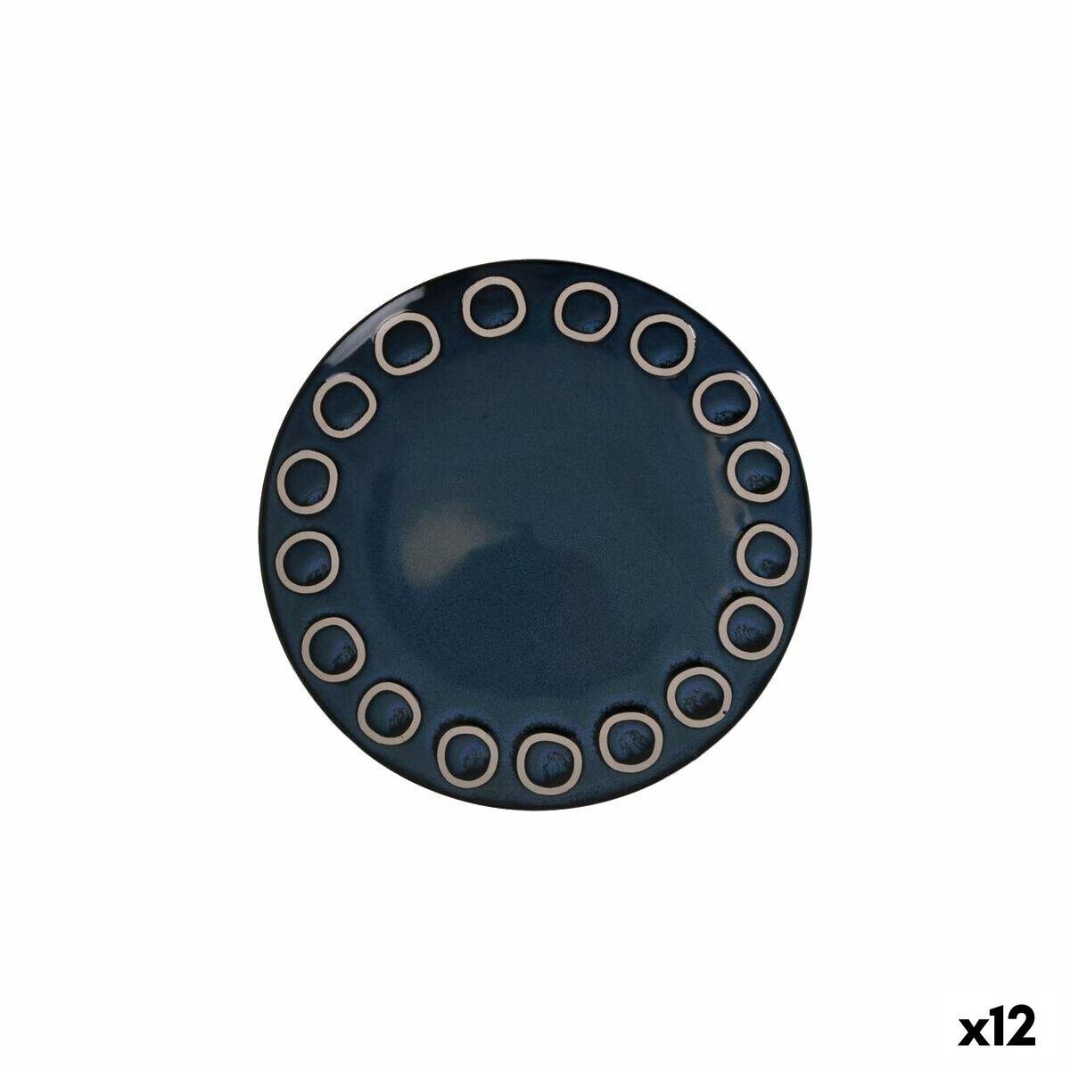 Almudena flad tallerken, blå - sæt med 12