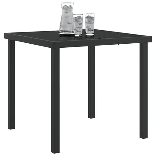 Havebord Sort 80x80x73 cm Tempereret Glas